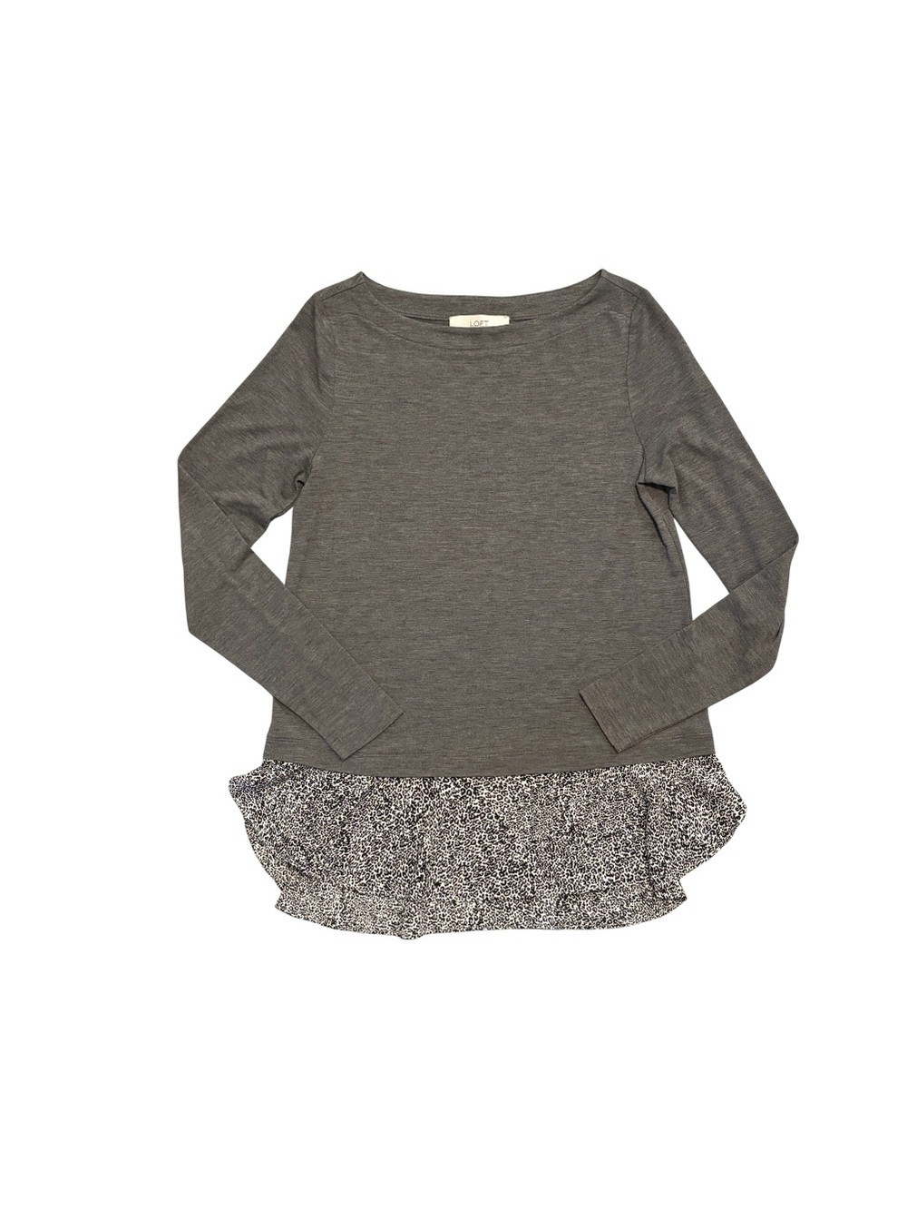 LOFT Gray Crewneck Long Sleeve Top